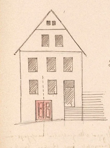 Skizze der Fassade zum Einbau eines Schweinestalls, 1891 (Baurechtsamt SHA, Bauakten)