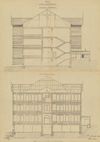 Querschnitte im Bereich des Treppenhauses und der Klassenzimmer, 1880 (Stadt Schwäb. Hall, Baurechtsamt, Bauakten Lange Straße 10)