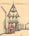 Ansicht der Giebelseite zum Anbau einer Veranda, 1899. Man beachte die Fassadendekoration im Stil des 19. Jahrhunderts (Baurechtsamt SHA, Bauakten)