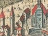 Ausschnitt aus der 1747 als Beigabe zu den „Uffenheimischen Nebenstunden“ von J. J.  Enderes in Schwabach veröffentlichten Stadtansicht (StadtA Schwäb. Hall Alte Dr./271)