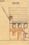 Pläne zum Abbruch einer Remise auf der Hausrückseite und Erstellung eines Abortanbaus, 1911: Ansicht der Fassade (Baurechtsamt Schwäb. Hall)