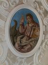 Der Evangelist Johannes mit seinem Symbol, dem Adler. Deckengemälde von Johann Michael Roscher, 1737/38. Foto: Dietmar Hencke, 2018 (StadtA Schwäb. Hall DIG 10611)