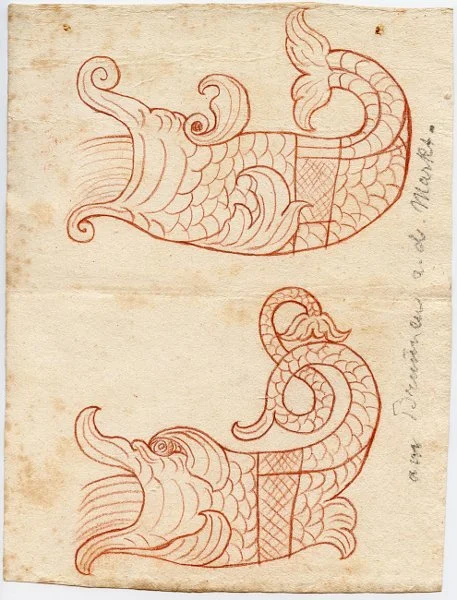 Detailskizze eines Wasserspeiers, 18. Jahrhundert (StadtA Schwäb. Hall 5/1901)