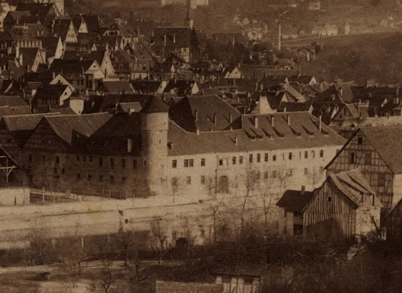 Ausschnitt aus einem Foto um 1900 aus dem Bestand des Postkartenverlags von August Seyboth in Schwäbisch Hall, vermutlich als Vorlage für Ansichtskarten verwendet (StadtA Schwäb. Hall Seyboth F 00174)