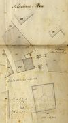 Lageplan zu einem geplanten Umbau des Giebels durch Werkmeister Lorenz Holch, 1862 (StadtA SHA  19/1068, S. 768)