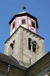 Der Turm mit seiner Haube, 2018. Foto: Helga Steiger (StadtA Schwäb. Hall DIG 11529)