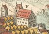 Ausschnitt aus der Stadtansicht von Matthäus Merian nach Leonhard Kern, 1643. Der „Folterturm“ ist teilweise durch den „Neubau“ verdeckt (StadtA Schwäb. Hall S10/0506)