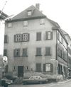 Bild des Doppelhauses vor Beginn der Sanierung des  Kornhausquartiers 1980. Foto: Hans Kubach (StadtA SHA FS 32234)