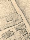 Ausschnitt aus dem Primärkataster  von 1827. Das Gasthaus ist von Gärten umgeben (StadtA SHA S13/0583)
