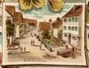 Ausschnitt aus einer Potpourri-Postkarte mit Steinbacher Ansichten (Haus am rechten Bildrand), Lithographie, vermutlich aus den 1890er Jahren. Original: Privatbesitz (StadtA Schwäb. Hall DIG 06475)