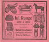 Anzeige des im Haus ansässigen Sattler- und Tapezierergeschäfts von Julius Runge aus dem Jahr 1901, aus: W. Burkhardt (Bearb.): Adreß- und Geschäfts-Handbuch der Oberamtsstadt Schwäbisch Hall, Schwäbisch Hall 1901, Inseratenanhang, S. 37 (StadtA Schwäb. Hall Bibl. 2947)