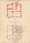 Pläne für den Neubau des Hauses von 1904: Grundriss von „Souterrain“ und I. Stock (Stadt Schwäb. Hall, Baurechtsamt, Bauakten Johanniterstraße 17/1)
