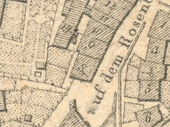 Ausschnitt aus dem Primärkataster  von 1827.  Das Anwesen hat die Nummer 9 (StadtA Schwäb. Hall S13/0583)