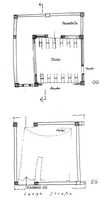 Rekonstruktionen des Erdgeschosses und Obergeschosses im ursprünglichen Bauzustand. Plan: Albrecht Bedal (StadtA Schwäb. Hall DIG 00050)