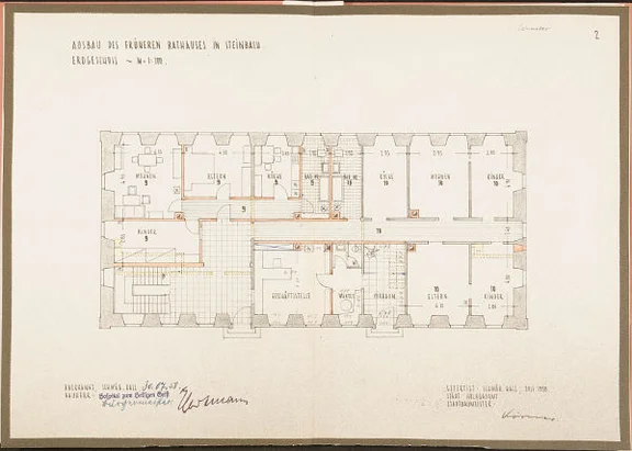 Plan der geplanten Umbauten im Erdgeschoss, 1958 (Baurechtsamt Schwäb. Hall, Bauakten)