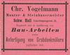 Anzeige der im Haus befindlichen Maurer- und Steinhauerwerkstatt des Christian Vogelmann aus dem Jahr 1901, aus: W. Burkhardt (Bearb.): Adreß- und Geschäfts-Handbuch der Oberamtsstadt Schwäbisch Hall, Schwäbisch Hall 1901, Inseratenanhang, S. 21 (StadtA Schwäb. Hall Bibl. 2947)