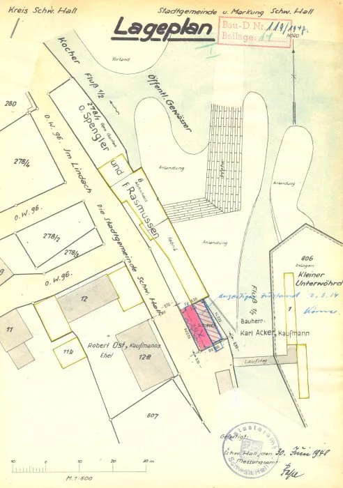Grundriss der 1947 errichteten Scheuer (Baurechtsamt SHA, Bauakten)