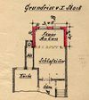 Grundriss des I.Stocks zur Erstellung eines zweistöckigen Anbaus an der Hausrückseite, 1912 (Baurechtsamt Schwäb. Hall, Bauakten)