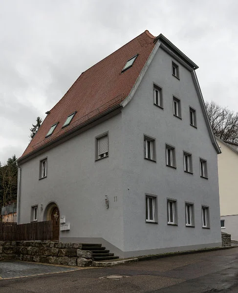 Nordostansicht nach der grundlegenden Sanierung ab 2013, Februar 2018. Foto: Dietmar Hencke (StadtA Schwäb. Hall DIG 10588)