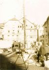 Bohrungen zur Baugrunduntersuchung auf dem „Lamm-Post“-Areal, 1951. Foto: unbek. (StadtA Schwäb. Hall HV-F 0762)