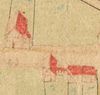Ausschnitt aus der Flurkarte von Unterlimpurg, 1703. Das Haus PKN 161 ist wahrscheinlich mit dem mit einer blauen 4 bezeichneten, mittleren Gebäude in der Häuserzeile unten identisch (StadtA SHA 16/0021)