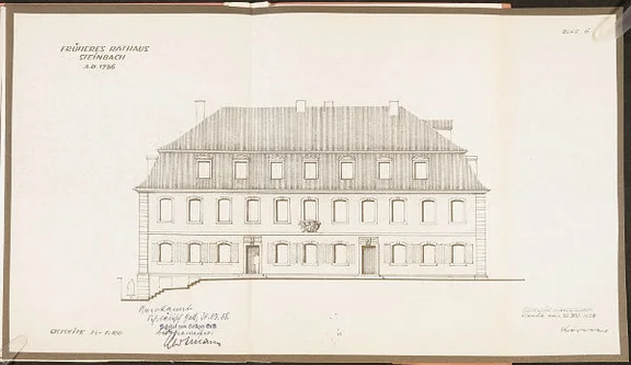 Ansicht der Ostseite zum Einbau von Wohnungen, 1958 (Baurechtsamt Schwäb. Hall, Bauakten)