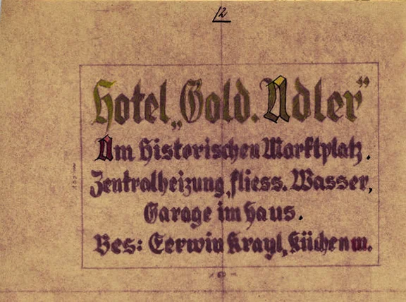 Entwurf für ein Werbeschild, 1937 (Baurechtsamt Schwäb. Hall, Bauakten Am Markt 11)