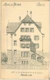 Ansicht der Nordseite aus den Plänen zum Neubau des Hauses, 1907 (StadtA Schwäb. Hall 27/0527).