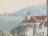 Ausschnitt aus einer Gouache von C. Gebriel mit der Comburg und Steinbach zwischen 1809 und 1814 (StadtA Schwäb. Hall S10/811)