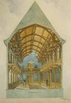 Konversationssaal. Zeichnung des Architekten Holch, um 1880 (StadtA Schwäb. Hall S06/P01660)