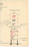 Seitenansicht und Schnitt zur Aufstockung des Kontorgebäudes, Juli 1899 (StadtA Schwäb. Hall 27/540)