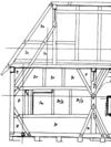 Fachwerk auf der linken Seite des straßenseitigen Giebels (heutiger Bestand). Zeichnung: Albrecht Bedal (StadtA SHA Server Häuserlexikon)