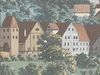 Ausschnitt aus einer Gouache von C. Gebriel mit Comburg und Steinbach zwischen 1809 und 1814 (StadtA Schwäb. Hall S10/811)