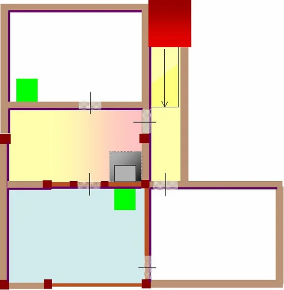 Rekonstruktion des Grundrisses im Erdgeschoss mit Anbau. Plan: Albrecht Bedal (StadtA Schwäb. Hall DIG 00048)