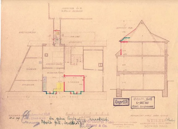 Weitere Pläne für den Einbau einer Dachwohnung, 1937 (StadtA Schwäb. Hall 27/367)