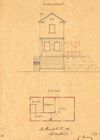 Giebelansicht und Grundriss des Erdgeschosses zum Umbau des Gartenhauses 1864 (StadtA SHA 27/371)