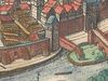 Ausschnitt aus der frühesten gedruckten Ansicht der Reichsstadt Schwäbisch Hall aus „Civitates Orbis Terrarum“ von Georg Braun und Franz Hogenberg, um 1580. Wenige Jahre zuvor war 1571 der hier neben dem Turm erkennbare Sulfersteg erbaut worden  (StadtA Schwäb. Hall S10/508)
