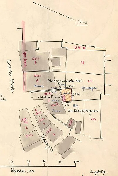 Lageplan, 1906 (Baurechtsamt SHA, Bauakten)