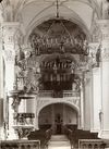 Blick aus dem Chor in das Langschiff, vermutlich aus den 1910er oder 1920er Jahren. Fotograf unbekannt (StadtA Schwäb. Hall AL-0039)