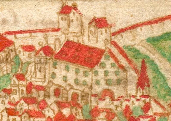 Ausschnitt aus einer Haller Chronik von etwa 1600 (StadtA Schwäb. Hall 4/4 Bl. 2)