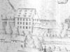 Auschnitt aus einer Ansicht von Steinbach mit der Comburg. Kupferstich des Würzburger Kupferstechers Johann Salver, 1716 (StadtA Schwäb. Hall HV HS 91)