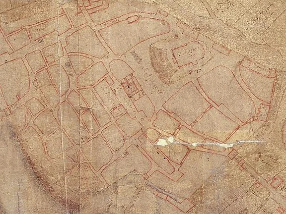 Ausschnitt aus der Flurkarte von Schwäbisch Hall aus dem Jahr 1710 (StadtA SHA 16/0040)