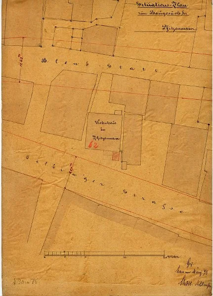 Situationsplan zu einem Umbau des Erdgeschosses, 1878 (Baurechtsamt Schwäb. Hall, Bauakten)