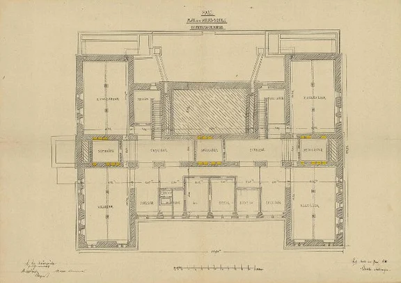 Grundriss des „Souterrains“ (Untergeschosses), 1880 (Stadt Schwäb. Hall, Baurechtsamt, Bauakten Lange Straße 10)