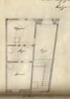 Grundriss des I. Stocks auf einem Teilungsplan der Hausbesitzer Kaspar Weidner und Leonhard Stark,  1875 (StadtA SHA  19/1069, Beil. 12)