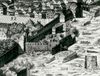 Ausschnitt aus der Ansicht der durch den Großen Stadtbrand vom 31. August 1728 zerstörten Stadt. Kupferstich von A. Nunzer in Nürnberg nach Vorlage von J. P. Meyer. Das Hospital ist durch die „4“ und die Erläuterung unter der Abbildung identifiziert: „der Hospital mit der Kirchen, zugehörigen Scheuern und Neben Gebäuen“. (StadtA Schwäb. Hall FS 36334)
