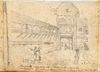 Skizze des inneren Crailsheimer Tores mit dem anschließenden Stadtmauerzug von der Stadtseite her, um 1820-1830, vermutlich von Major Louis von Gaupp. Bei dem an der Mauer befestigten Balken handelt es sich offenbar um einen Mauerbrecher aus dem 15. Jahrhundert (StadtA Schwäb. Hall HV HS 88, Bl. 204r)