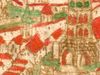 Ausschnitt aus einer Stadtansicht in der „Wetzel-Chronik“, kolorierte Federzeichnung um 1600. Das Schulgebäude (bzw. der Vorgängerbau) ist halb verdeckt hinter St. Michael erkennbar (StadtA Schwäb. Hall 4/4 Bl. 2)