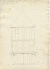 Der Turm des Pumpwerks der „Wasserkunst“. Undatierte, Bleistiftzeichung, 2. Hälfte 18. Jahrhundert (StadtA Schwäb. Hall HA A 329)