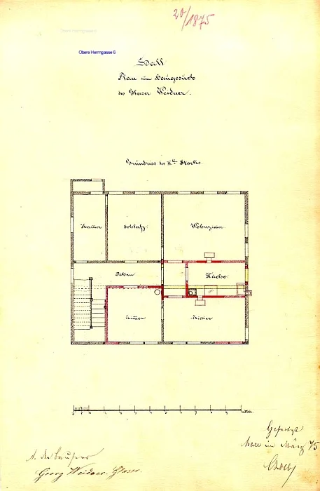 Grundriss zum Umbau des Obergeschosses (Baurechtsamt SHA, Bauakten)